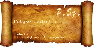 Petyko Szibilla névjegykártya
